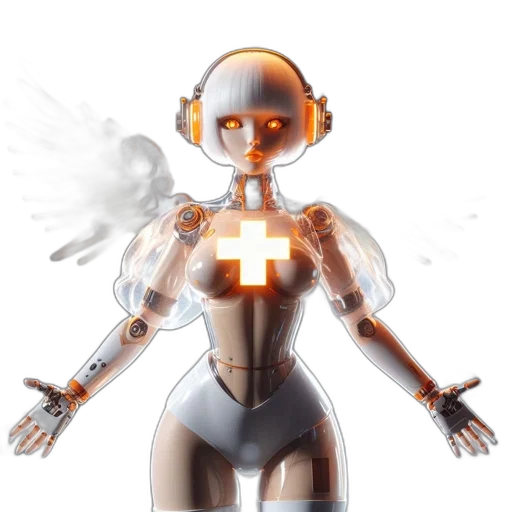 robot, concept art, 3d render, cyberpunk transparent PNG cut-out