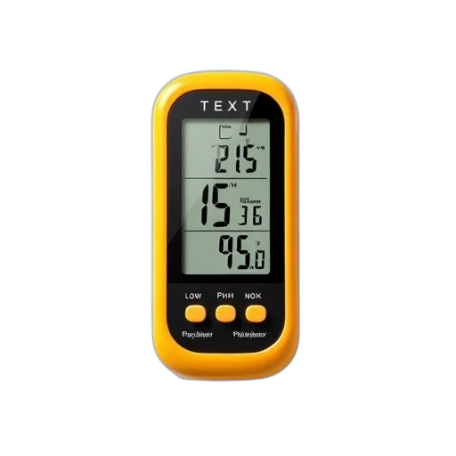 digital, thermometer, yellow, black transparent PNG cut-out