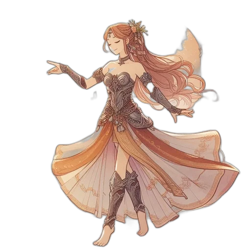 dress, staff, concept art, fantasy art transparent PNG cut-out