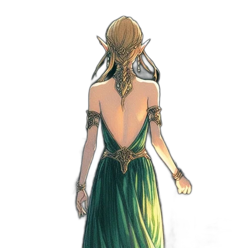 dress, jewelry, dragon, staff transparent PNG cut-out