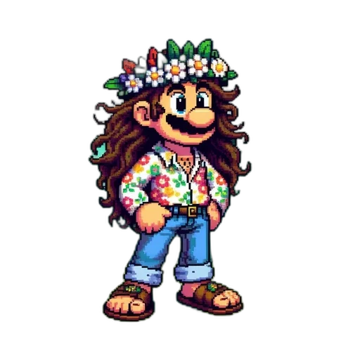 flower, crown, staff, pixel art transparent PNG cut-out
