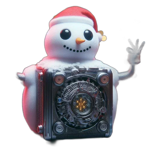 robot, 3d render, metal, snowman transparent PNG cut-out