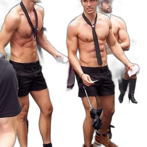 photorealistic, 3d render, group, shirtless transparent PNG cut-out