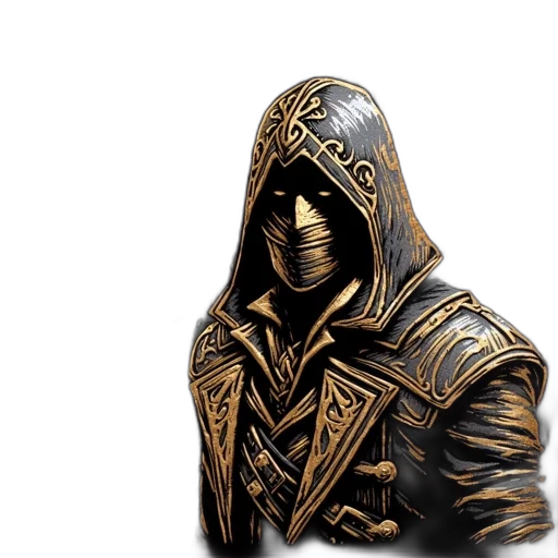 mask, jacket, sword, staff transparent PNG cut-out