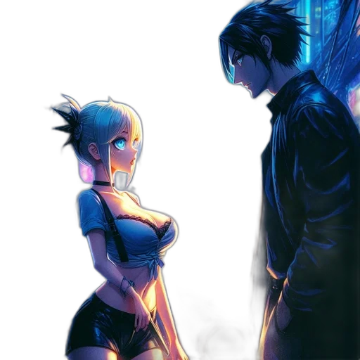 concept art, comic book art, cyberpunk, anime transparent PNG cut-out