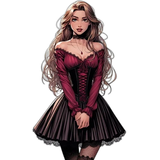 dress, comic book art, fantasy art, concept art transparent PNG cut-out
