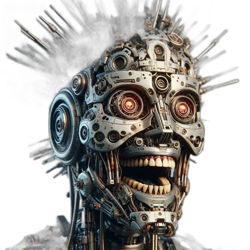 robot, face, mask, cyberpunk transparent PNG cut-out
