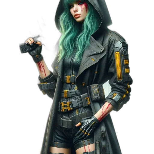 jacket, weapon, robot, dress transparent PNG cut-out