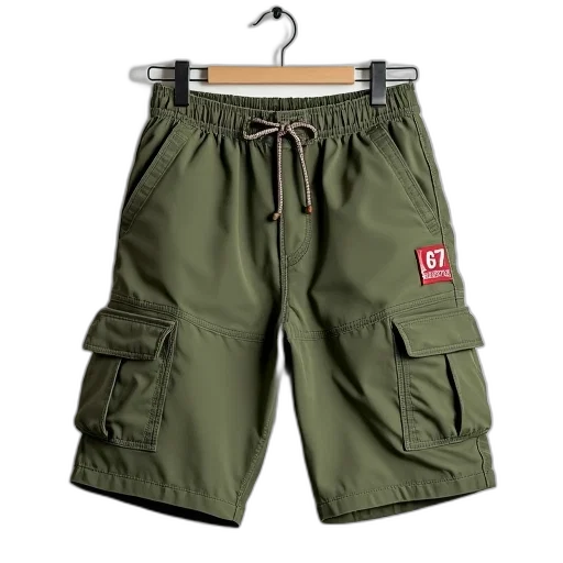 green, pair, military-style, cargo transparent PNG cut-out
