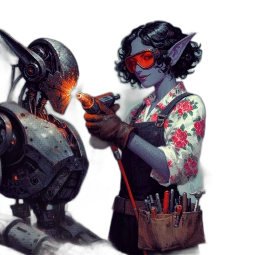 robot, mask, weapon, cyberpunk transparent PNG cut-out