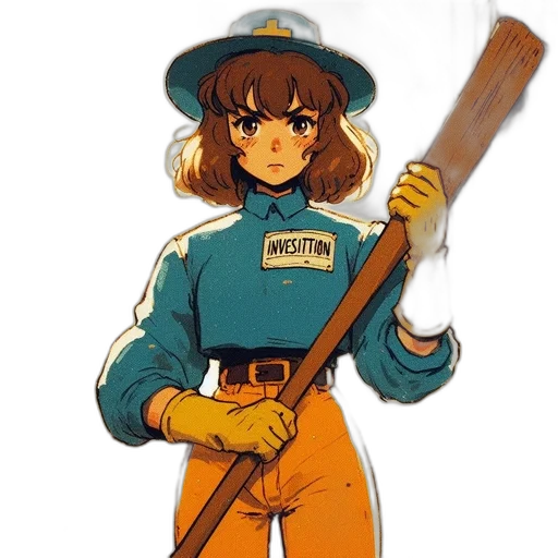 staff, weapon, hat, robot transparent PNG cut-out
