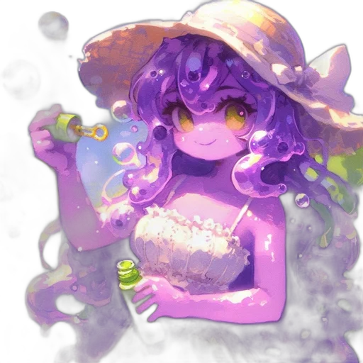 dress, hat, staff, bottle transparent PNG cut-out