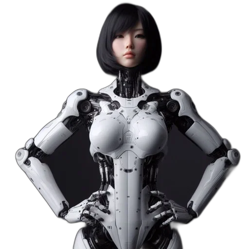 robot, 3d render, concept art, cyberpunk transparent PNG cut-out