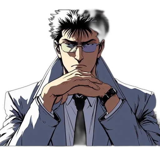 staff, jacket, face, anime transparent PNG cut-out