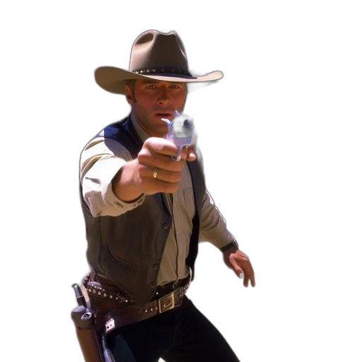 weapon, staff, jacket, hat transparent PNG cut-out