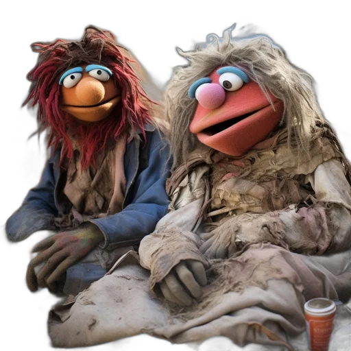 3d render, concept art, two, puppet transparent PNG cut-out