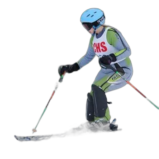 staff, photorealistic, skier, wearing transparent PNG cut-out