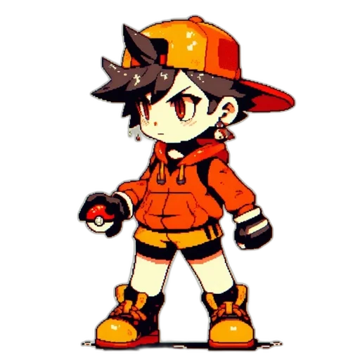 hat, staff, jacket, pixel art transparent PNG cut-out