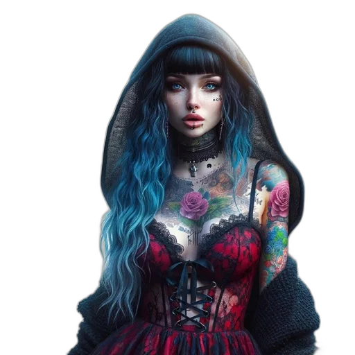 dress, jacket, jewelry, face transparent PNG cut-out