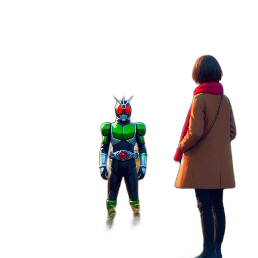 robot, jacket, mask, weapon transparent PNG cut-out