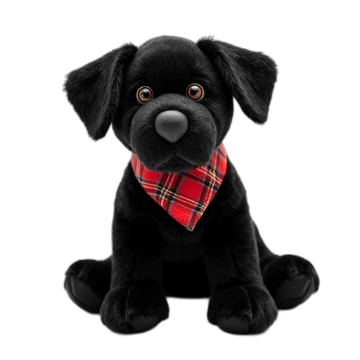 black, plush, toy, dog transparent PNG cut-out