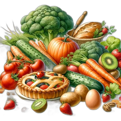 food, photorealistic, green, colorful transparent PNG cut-out