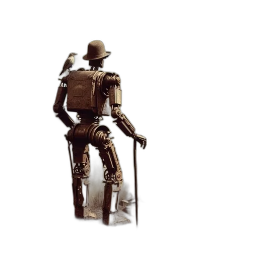 robot, staff, weapon, jacket transparent PNG cut-out