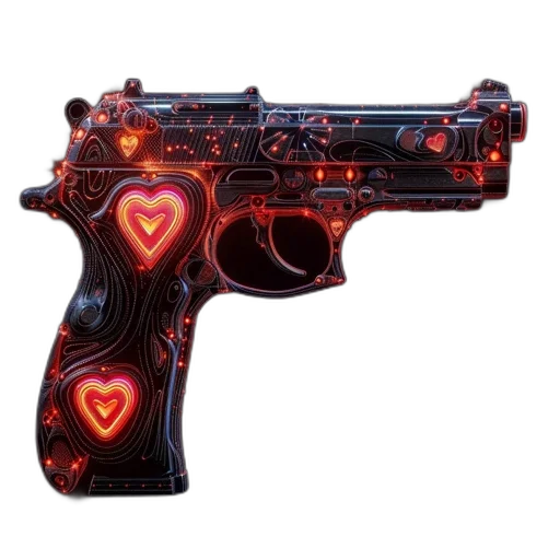 weapon, cyberpunk, 3d render, stylized transparent PNG cut-out