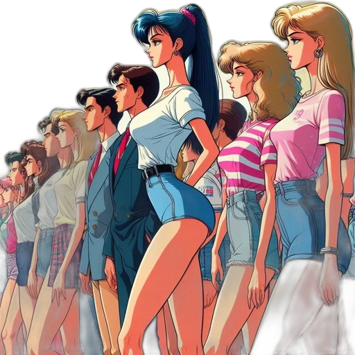 dress, comic book art, vaporwave, concept art transparent PNG cut-out