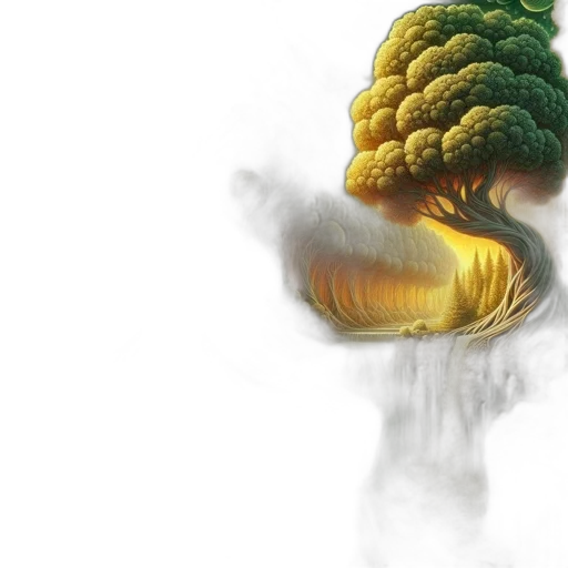 tree, dragon, hair, concept art transparent PNG cut-out