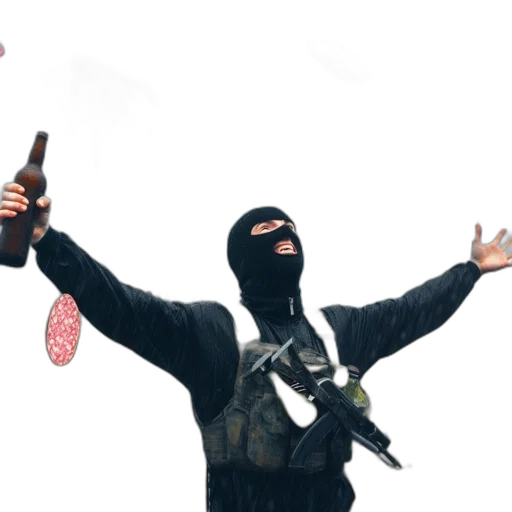 weapon, jacket, staff, bottle transparent PNG cut-out