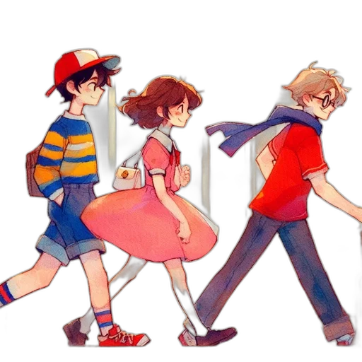 watercolor, anime, pixel art, concept art transparent PNG cut-out