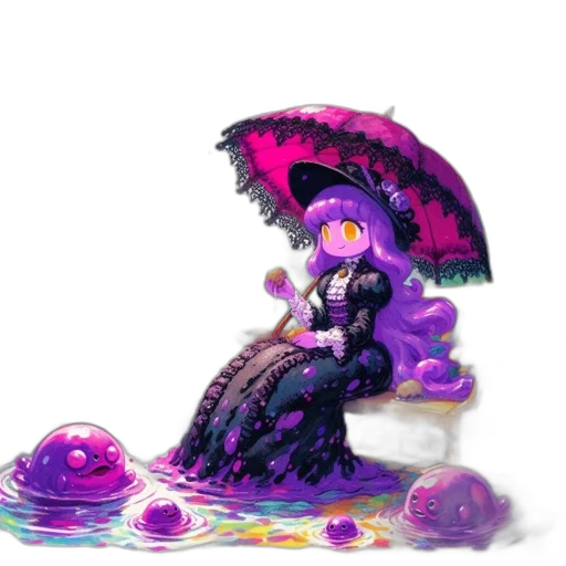 umbrella, dress, hat, concept art transparent PNG cut-out