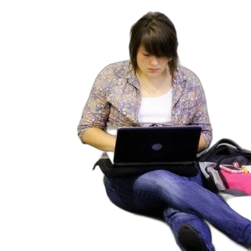 staff, 3d render, woman, sits transparent PNG cut-out