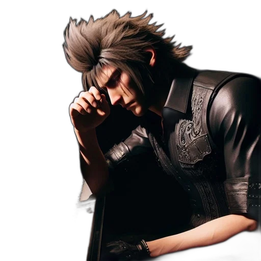 jacket, hair, concept art, 3d render transparent PNG cut-out