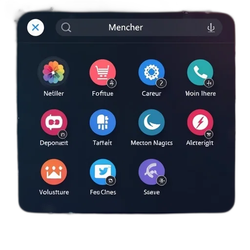 launcher, menu, showing, all transparent PNG cut-out