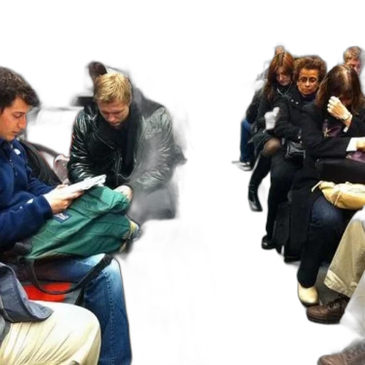 jacket, people, sitting, train transparent PNG cut-out