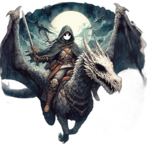 dragon, creature, sword, animal transparent PNG cut-out