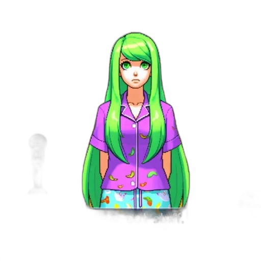 jacket, dress, staff, hair transparent PNG cut-out