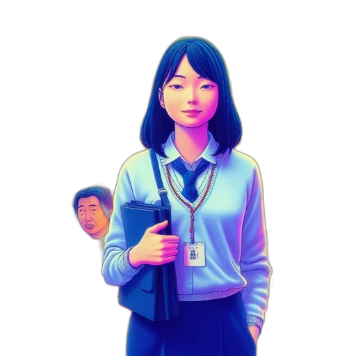 face, robot, jacket, staff transparent PNG cut-out