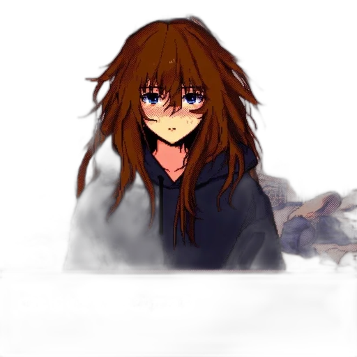 hair, face, jacket, creature transparent PNG cut-out
