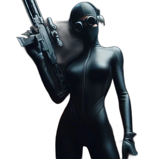 weapon, robot, mask, jacket transparent PNG cut-out