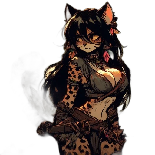 dress, staff, animal, fantasy art transparent PNG cut-out