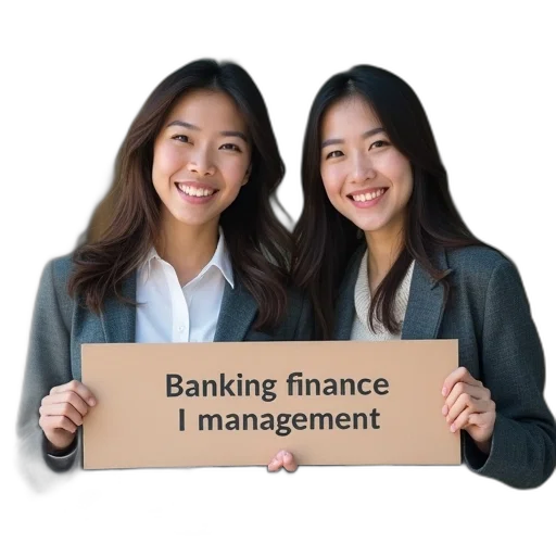 two, students, banner, reads transparent PNG cut-out