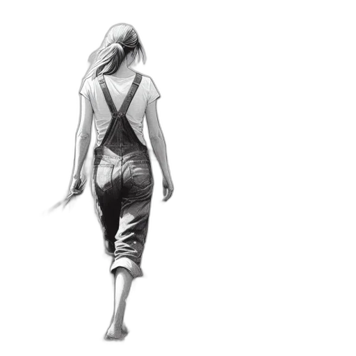 dress, jacket, staff, hair transparent PNG cut-out