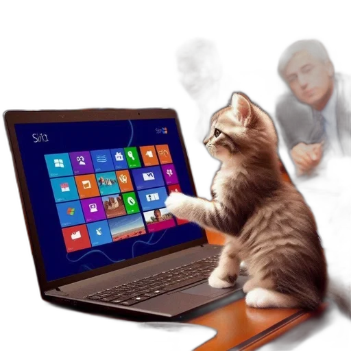staff, photorealistic, 3d render, kitten transparent PNG cut-out