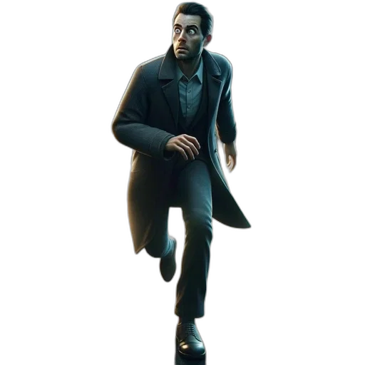 jacket, staff, creature, robot transparent PNG cut-out