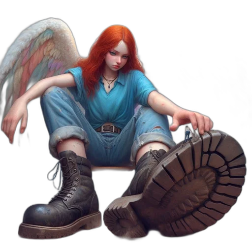 staff, shoes, weapon, fantasy art transparent PNG cut-out