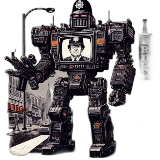 robot, concept art, cyberpunk, comic book art transparent PNG cut-out
