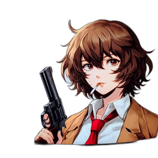 weapon, jacket, staff, face transparent PNG cut-out